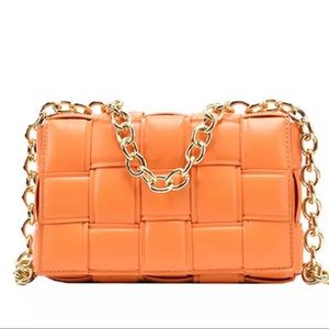 Cassette inspired quilted handbag in Orange! brand new
